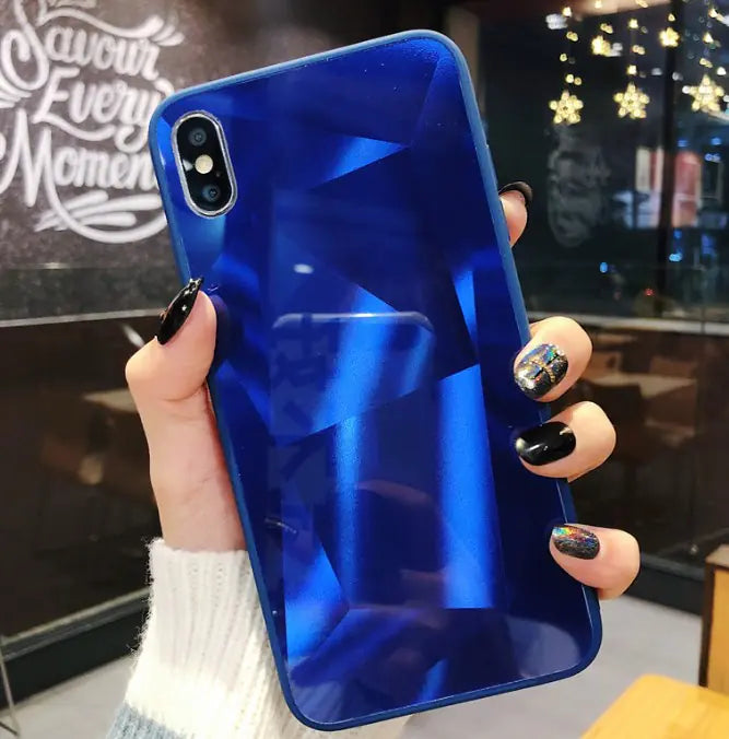 Chic 3D Diamond Mirror Couple's Case