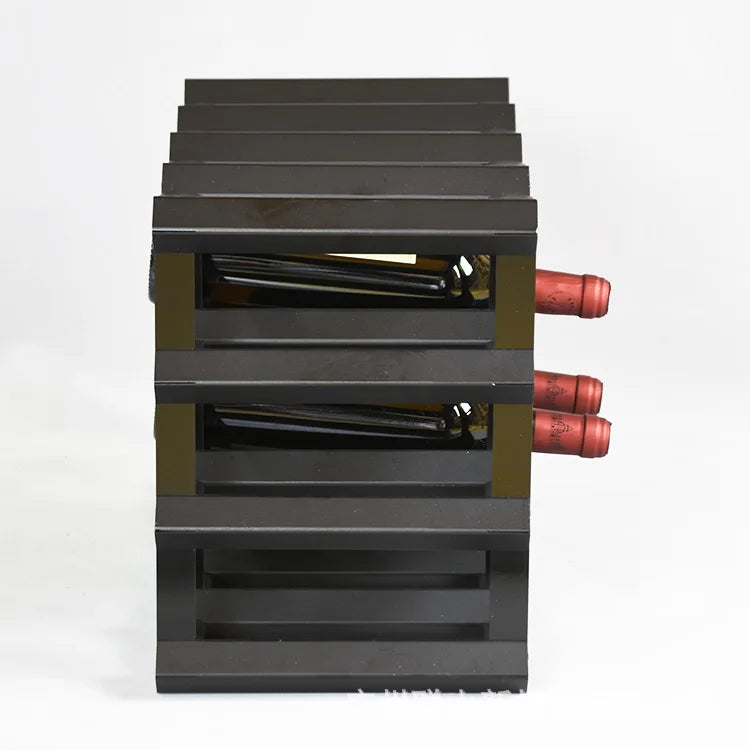 Modern Versatile Pine & Metal Wine Shelf