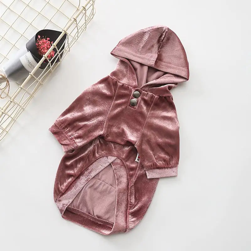 Dense Velvet Hooded Sweater for Dogs - Fall/Winter