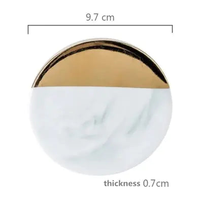 Nordic Style Marble Ceramic Coaster with Gold Edge