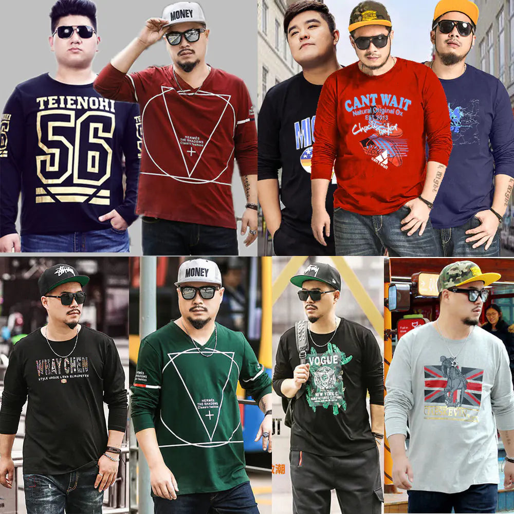 Plus Size Men's Casual Long Sleeve T-Shirt (Fall Collection)