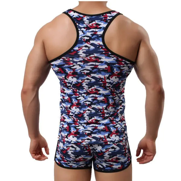 Men's Slim Fit Camouflage Tank Top with Round Neck
