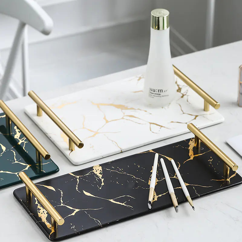 Elegant Marble Porcelain Serving Tray