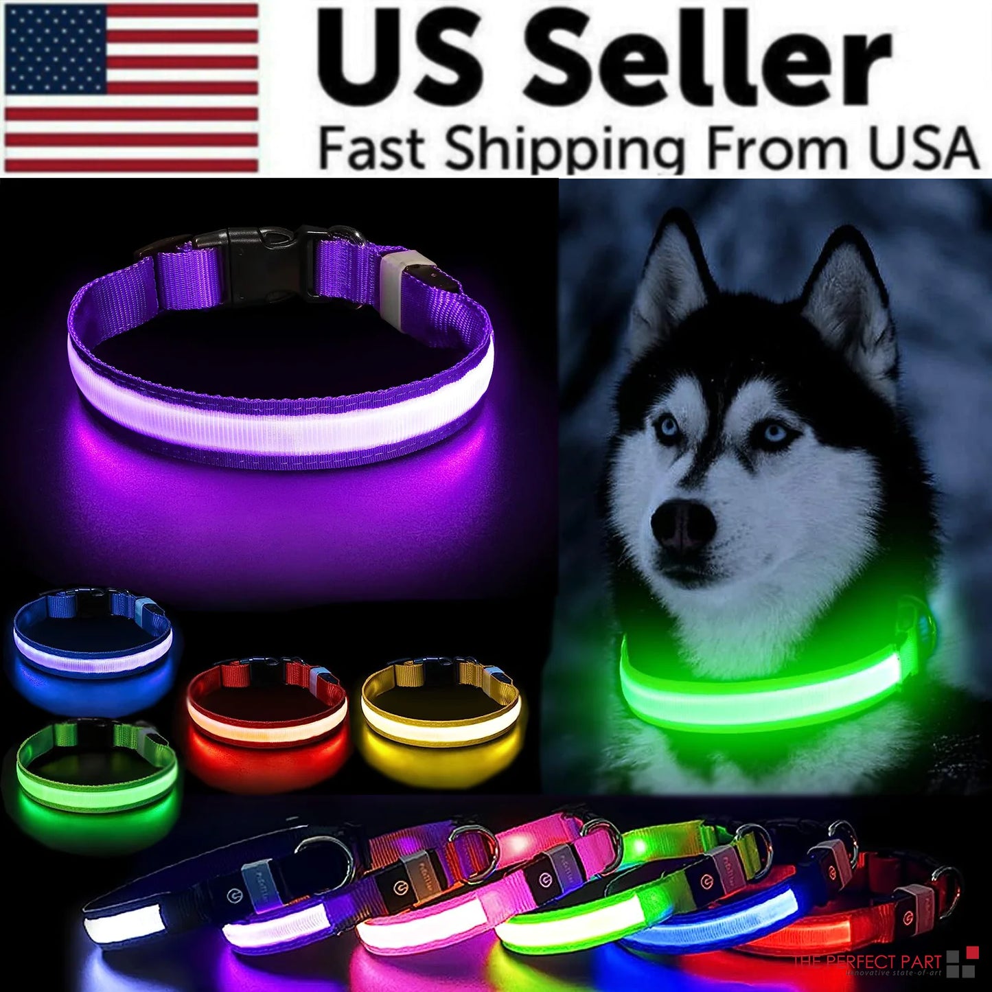 Glowing LED Dog Collar - Waterproof Safety Light