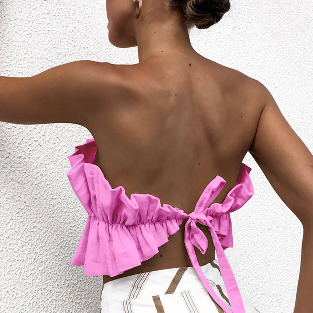 Off Shoulder Ruffled Tube Top for Women