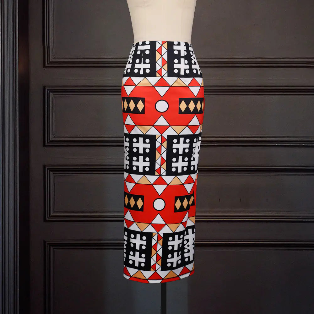 Chic High Waist Geometric Skirt