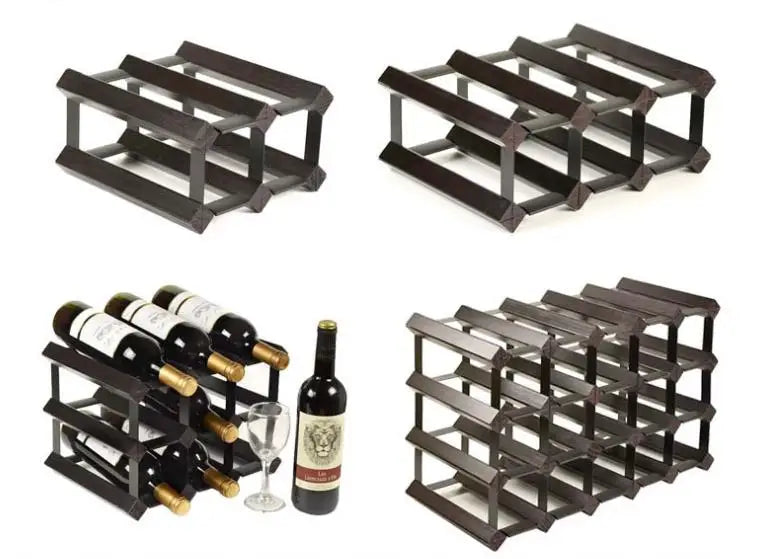 Modern Versatile Pine & Metal Wine Shelf