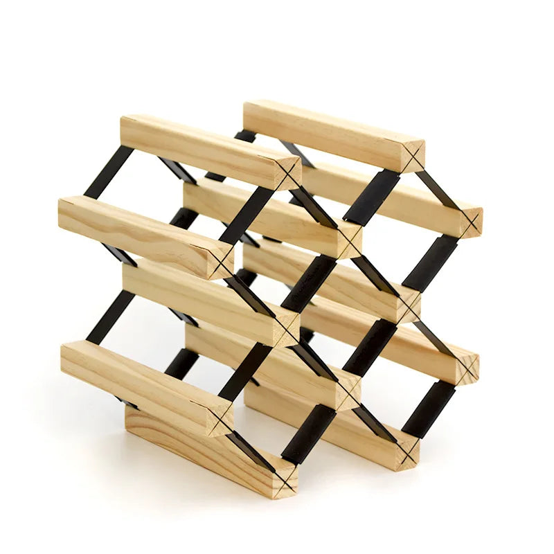 Modern Versatile Pine & Metal Wine Shelf