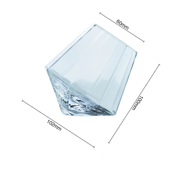 Diamond-Shaped Glass Cup for Whiskey and Cocktails