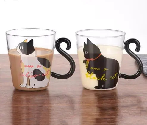 Milk Cup 250ML, Glass Cat-Themed Personalized Mug