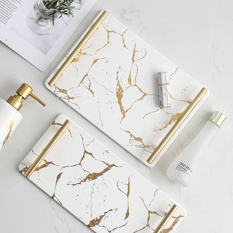 Elegant Marble Porcelain Serving Tray