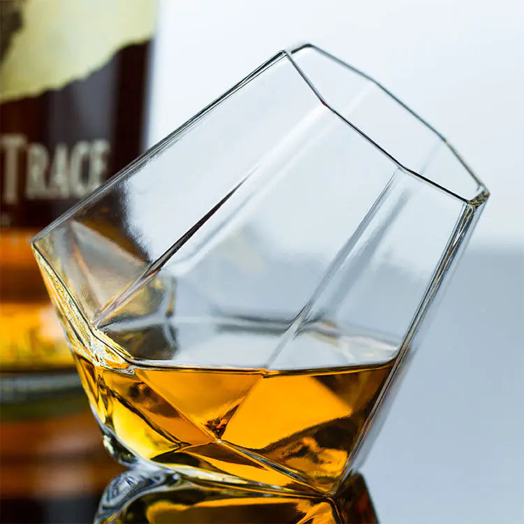 Diamond-Shaped Glass Cup for Whiskey and Cocktails