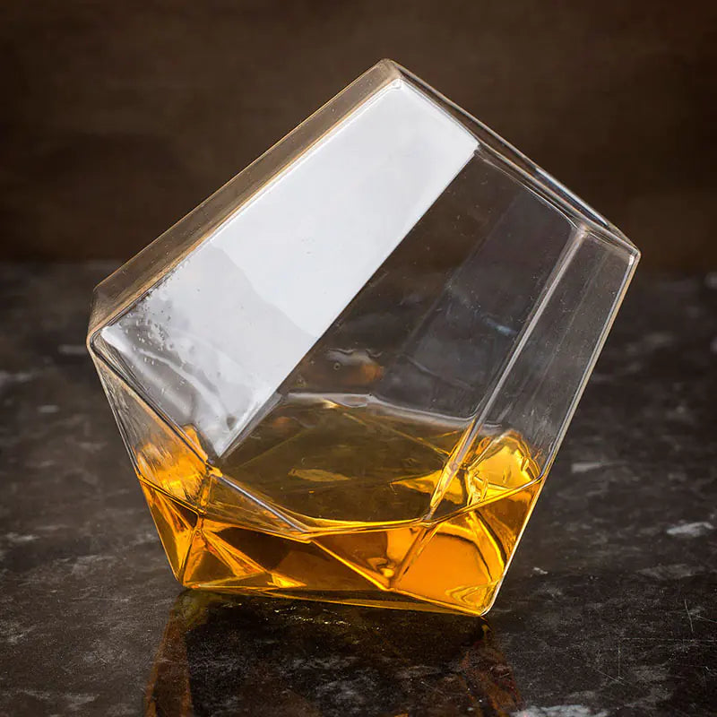 Diamond-Shaped Glass Cup for Whiskey and Cocktails