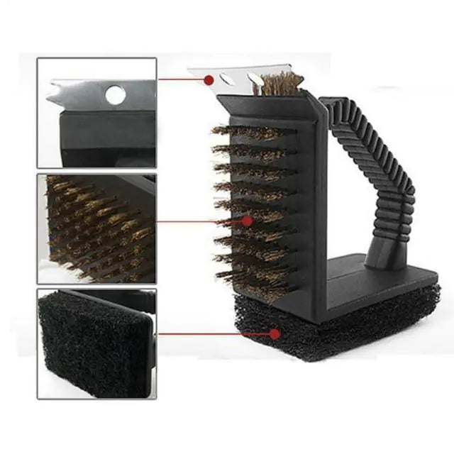 3-in-1 BBQ Cleaning Brush for Outdoor Grilling