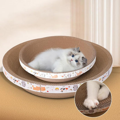 2-in-1 Cat Scratch & Lounge Nest - Oval Corrugated Design