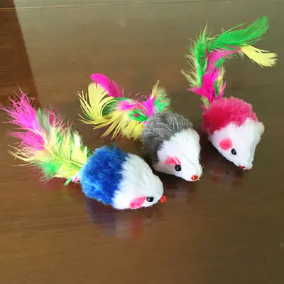 Colorful Feathered Mouse Cat Toy