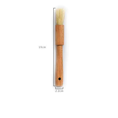 Beech Wood Flat Handle Round Brush for Cooking and Baking