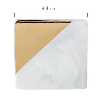 Nordic Style Marble Ceramic Coaster with Gold Edge