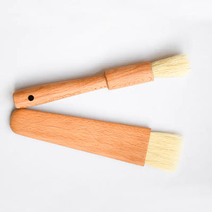 Beech Wood Flat Handle Round Brush for Cooking and Baking