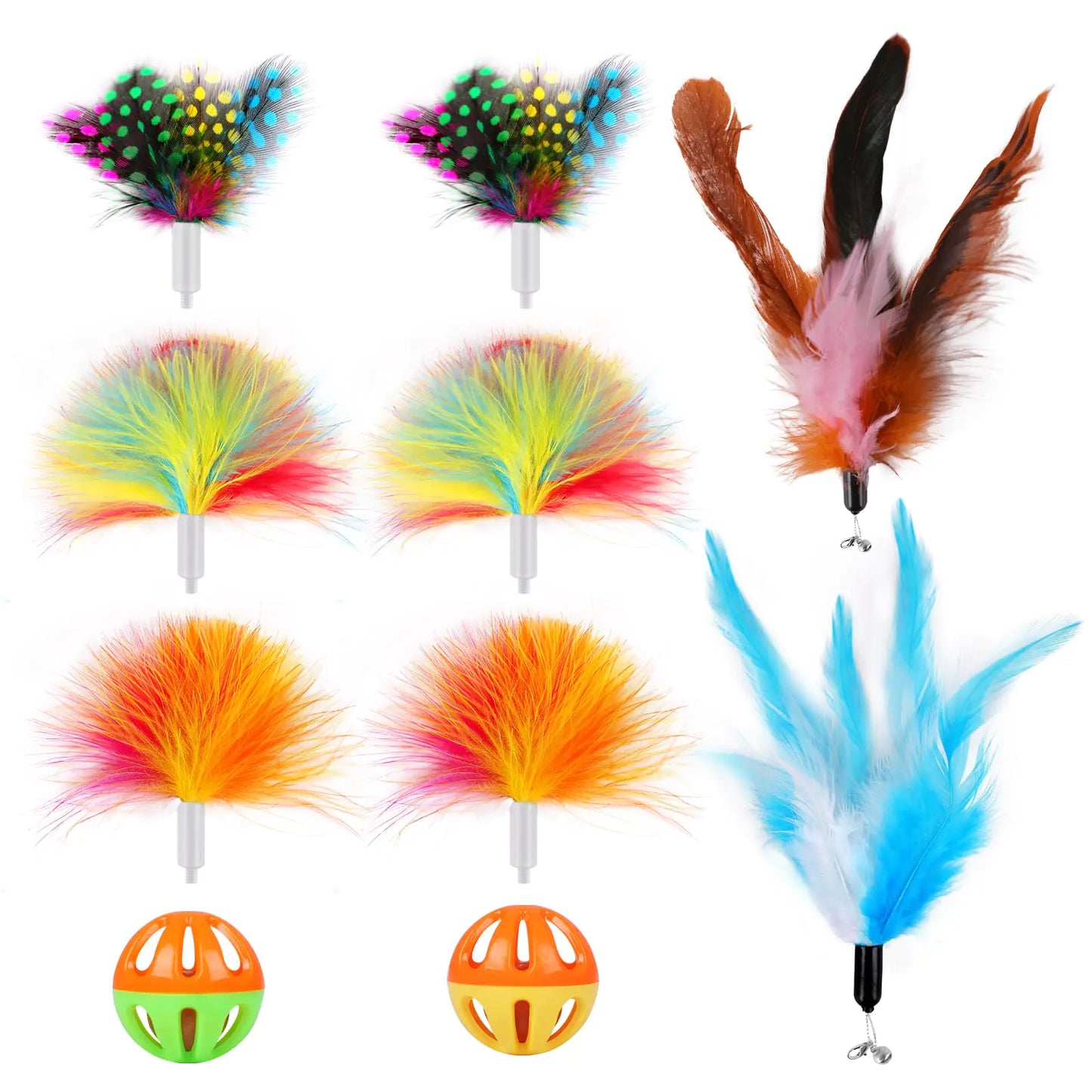 Pawtners 10-Pack Bottom Ambush Feather Replacements for 4 in 1 Automatic Interactive Cat Toy for Indoor Cats Rechargeable Interactive Kitten Toys