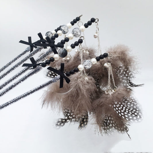 Vibrant Feathered Cat Teaser - Cat Play Stick