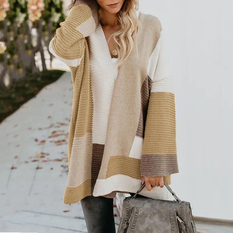 Color Block Cozy Knit Cardigan
