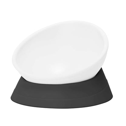 Angled Resin Pet Dish - Ergonomic Bowl with Silicone Base (Black L - 4 Cup)