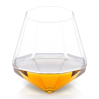 Diamond-Shaped Glass Cup for Whiskey and Cocktails