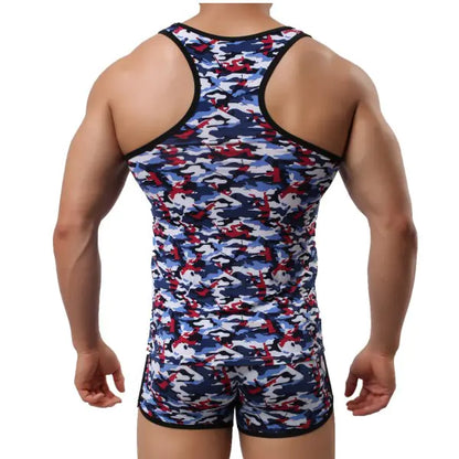 Men's Slim Fit Camouflage Tank Top with Round Neck