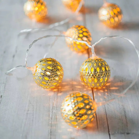 LED Fairy Garland with Hollow Wrought Iron Balls
