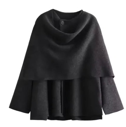 Alessiara Chic Scarf-Collar Jacket - Grey