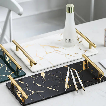 Elegant Marble Porcelain Serving Tray