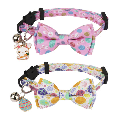 Easter Feline Fashion Collars with Bow Tie - 2 Pack
