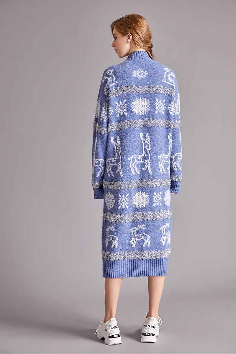 Festive Velvet Reindeer Dress for Women