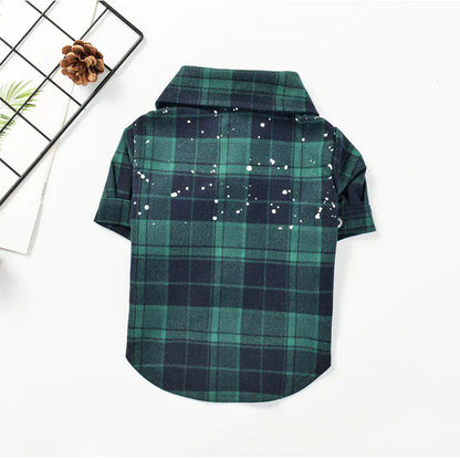Casual Cotton Plaid Shirt for Pets - Autumn & Winter