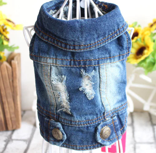 Chic Pet Denim Vest for Warm Seasons