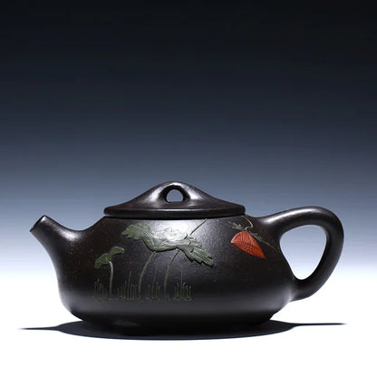 Handcrafted Black Gold Sand Zisha Teapot Set