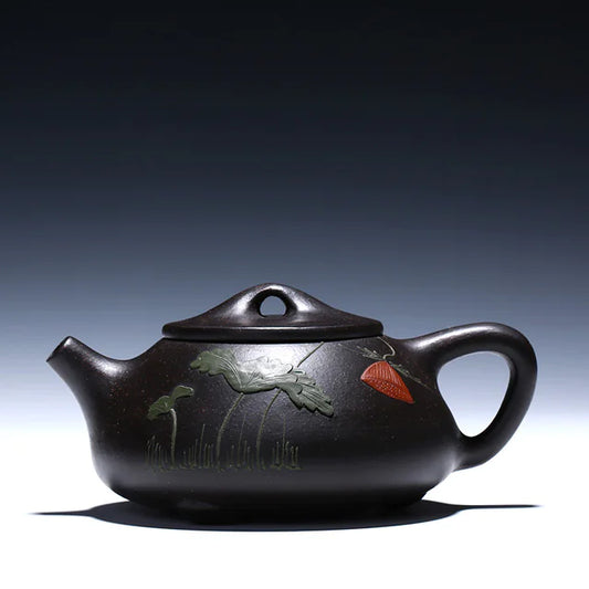 Handcrafted Black Gold Sand Zisha Teapot Set