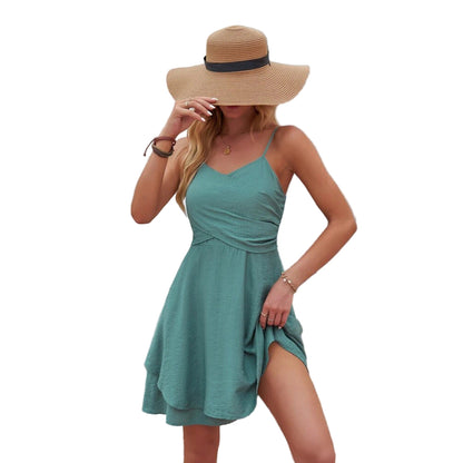 WOLFF Ruched Mini Dress - Summer V-neck Bodycon