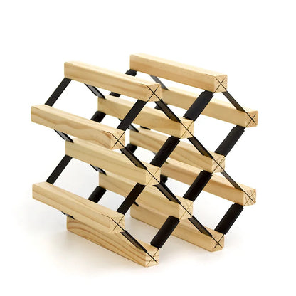 Modern Versatile Pine & Metal Wine Shelf