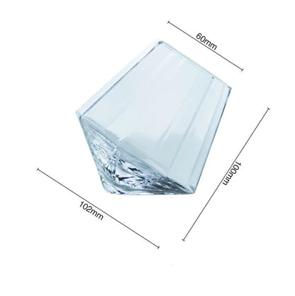Diamond-Shaped Glass Cup for Whiskey and Cocktails