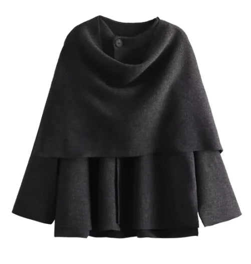 Alessiara Chic Scarf-Collar Jacket - Grey