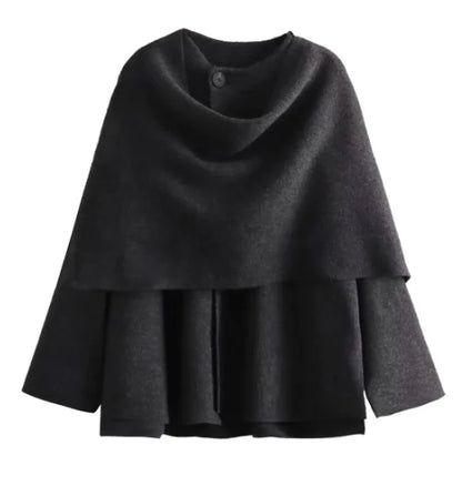 Alessiara Chic Scarf-Collar Jacket - Grey