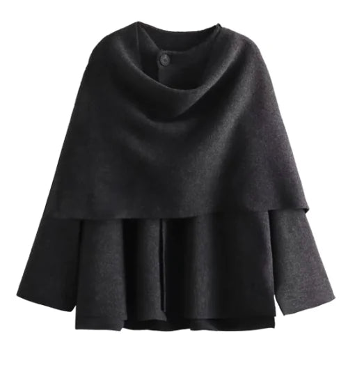 Alessiara Chic Scarf-Collar Jacket - Grey