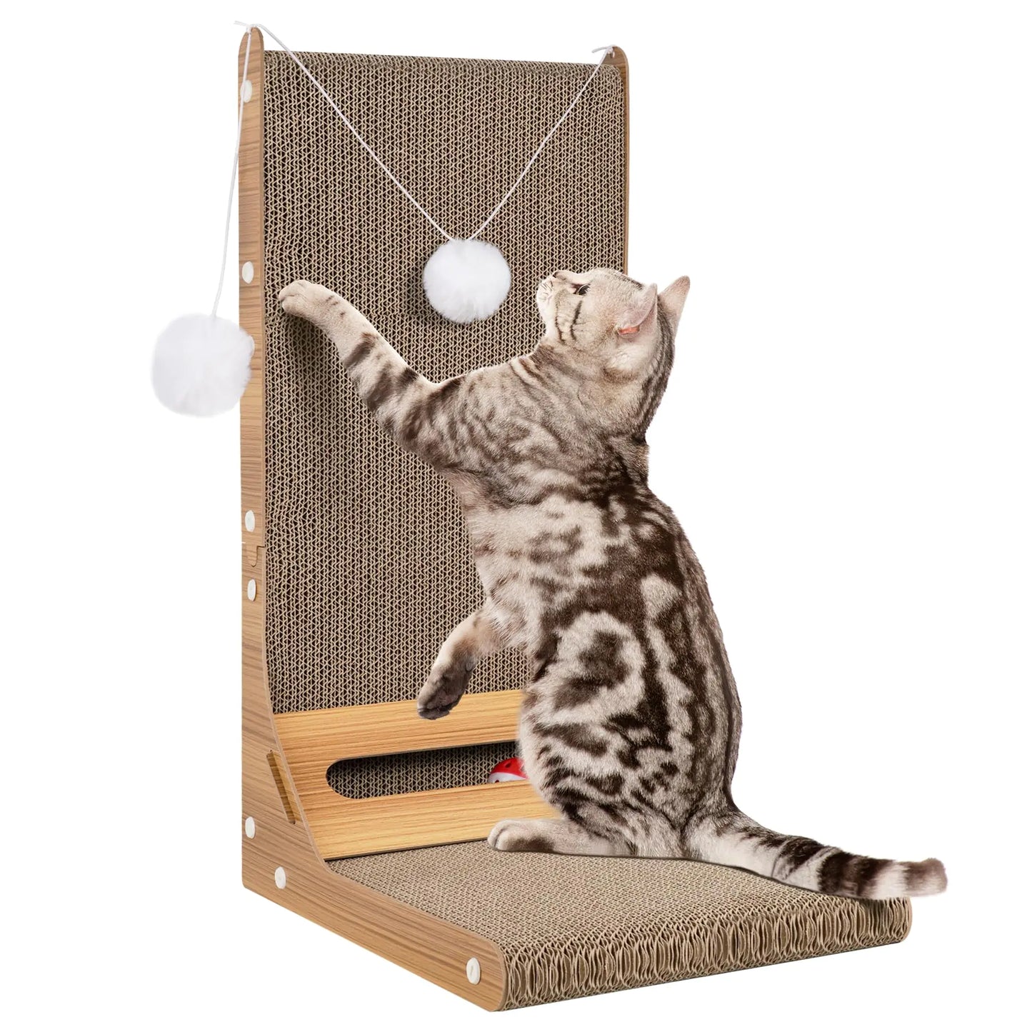 CatPlay Zone L-Shaped Scratcher and Toy Set