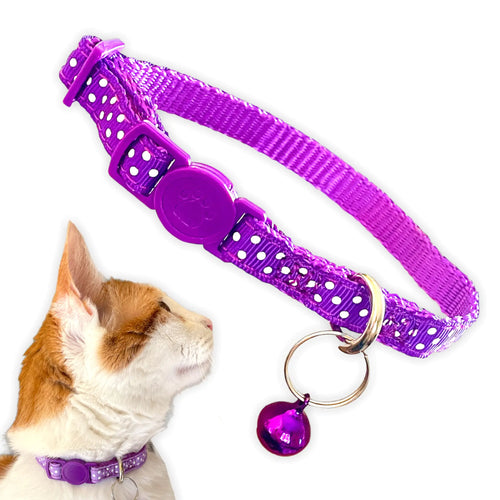 Caring Claws - Vibrant Polka Dot Safety Collar for Cats - Purple