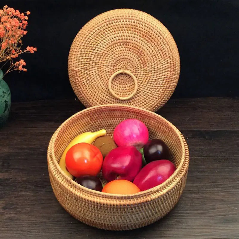 Autumn Rattan Woven Storage Basket for Fruits and Snacks