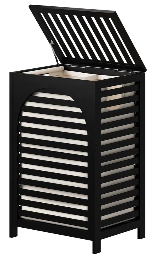 Stylish Bamboo Laundry Basket with Removable Liner - 85L