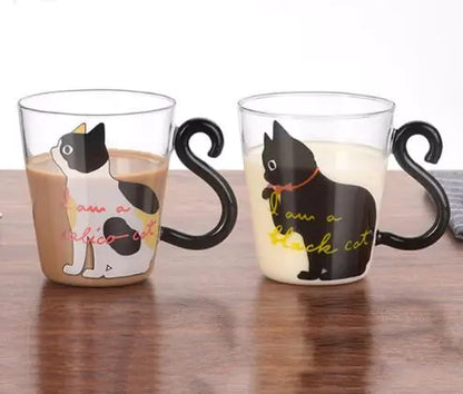 Milk Cup 250ML, Glass Cat-Themed Personalized Mug