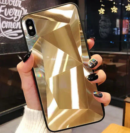 Chic 3D Diamond Mirror Couple's Case